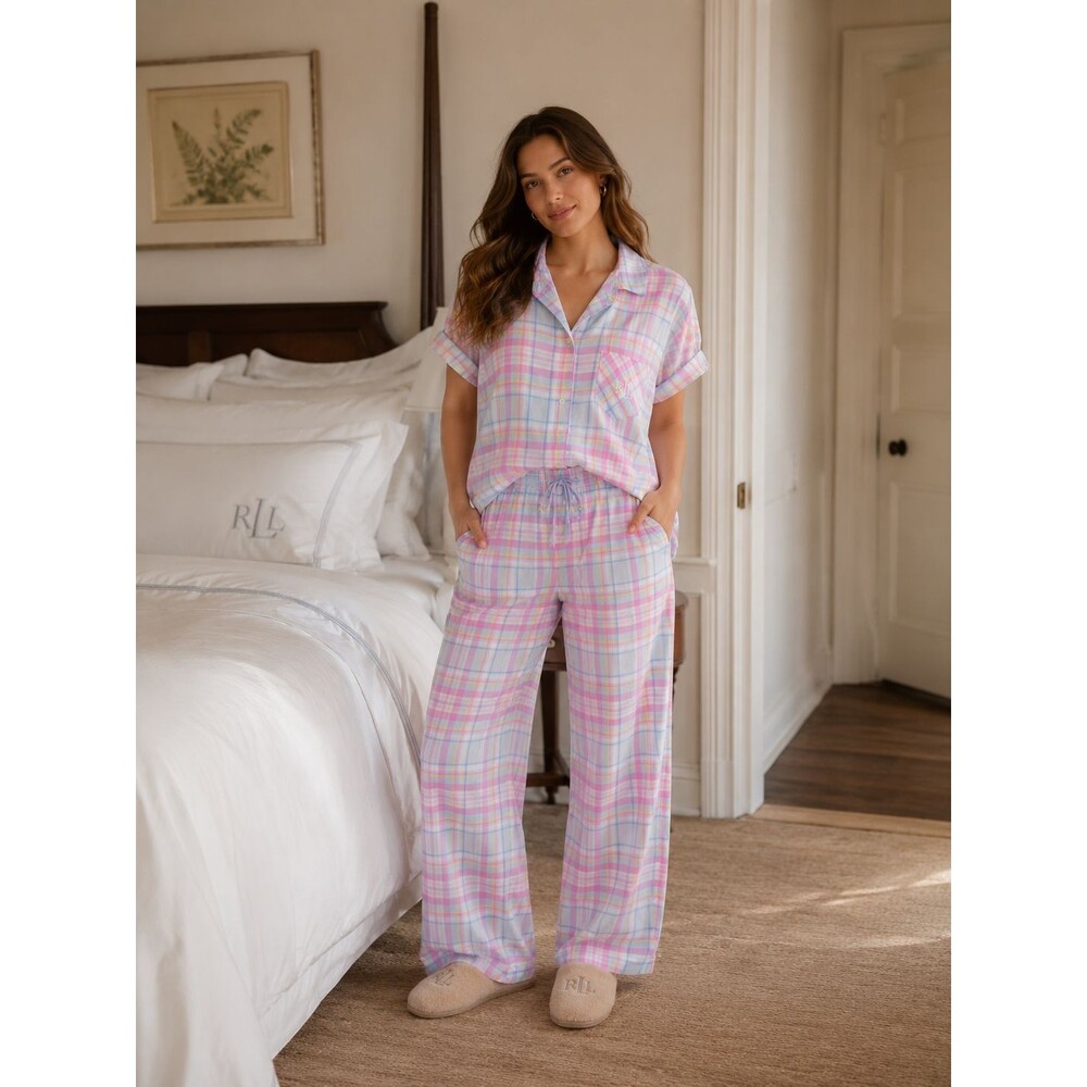LAUREN RALPH LAUREN Women’s New Pajama Set MEDIUM Multi Plaid LN91790